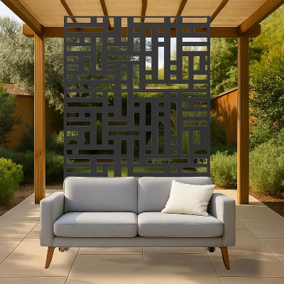 Metal Privacy Screen, Freestanding Outdoor Privacy Screen 72" H×47" W, Decorative Steel Privacy Fence Screen Panels, Weather-Resistant/Easy Assembly