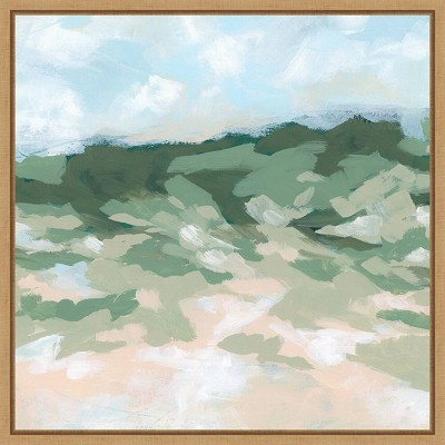 Blockbrush Valley II Abstract Landscape Canvas with Maple Frame