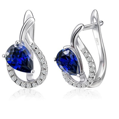 Molenia Teardrop Birthstone Dangle Earrings for Women, 929 Sterling Silver Drop Earrings Latch Back Hypoallergenic Jewelry for Her Wife Mom