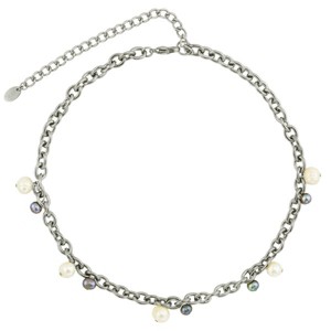 Slate by Rebl Pearl Chain Necklace  Oval Link with Peacock and White Potato Pearls - 1 of 1