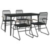 vidaXL Garden Dining Set Black PVC Rattan, Powder-Coated Steel, Glass - 55.1" Table Length 4-Piece Set - 3 of 4