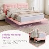 KTMBDW Floating Bed Frame Queen with Button Tufted Headboard and LED Lights,Upholstered Platform Bed Station,No Box Spring Needed,PU - 4 of 4