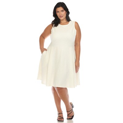 White Mark Plus Size Tweed Fit and Flare Dress