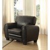 Faux Leather Upholstered Chair with Foam Padded Cushions, Retro Styling and Exposed Wood Feet for Living Room - 3 of 4