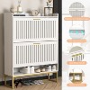 CIPACHO Modern Slim Entryway Hallway Shoe Cabinet 2 Flip Drawers Open Cubby Adjustable Shelf - 3 of 4