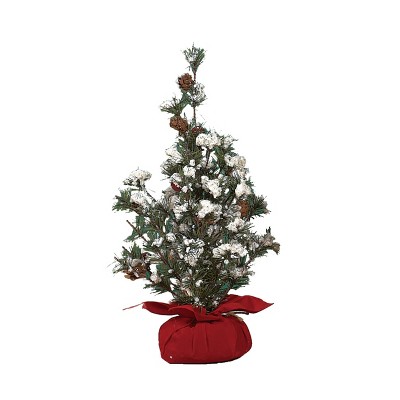 Transpac Fabric 12 in. Green Christmas Tree in Gift Bag with Berries