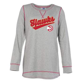 NBA Atlanta Hawks Women's Gray Long Sleeve Team Slugger Crew Neck T-Shirt