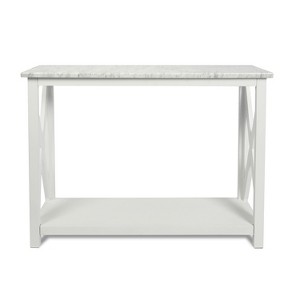 The Bianco Collection Agatha 39" Rectangular Italian Carrara White Marble Console Table - 1 of 4