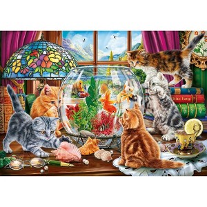 Sunsout Kittens and the Aquarium 500 pc Large Pieces  Jigsaw Puzzle 42973 - 1 of 4