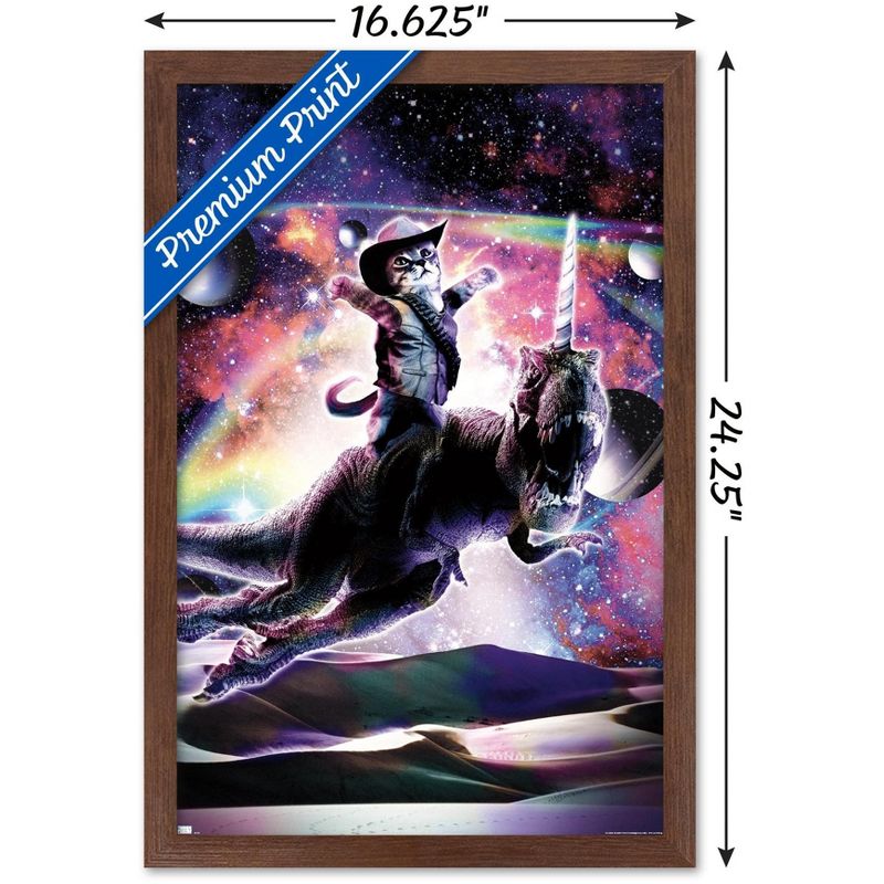 Trends International James Booker - Galaxy Cat on Dinosaur Unicorn In Space Framed Wall Poster Prints, 3 of 7