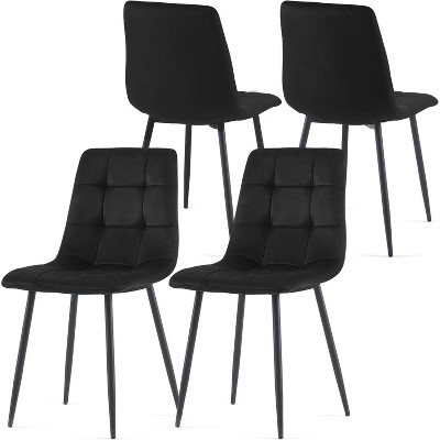 NicBex Matte Faux Leather Suede Dining Chairs Set of 4,Upholstered Chairs with Metal Legs for Dining Room,Living Room,Kitchen,Black