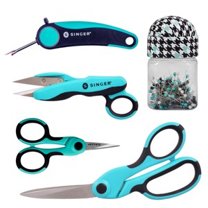 Singer 5pc Set ProSeries Sewing Bundle: Seam Ripper, Scissors, Snips & Pins, Sewing Supplies, Teal - 1 of 4