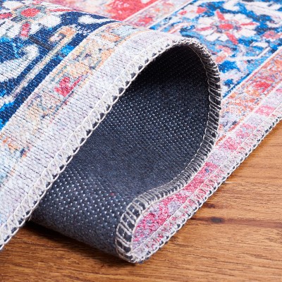 Serapi 5'3" x 7'7" Rust and Navy Hand-Knotted Washable Area Rug