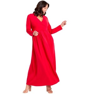 Avenue Women's Plus Size Faux Wrap Flare Maxi Dress - 1 of 4