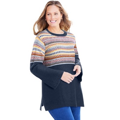 Catherines Women's Plus Size Fair Isle Pullover Sweater