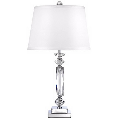 Vienna 23" Clear Crystal and Silver Accent Table Lamp with White Drum Shade