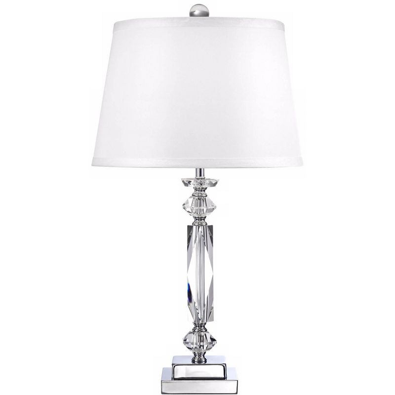 Vienna Full Spectrum Modern Luxury Accent Table Lamp 23" High Clear Crystal Column White Tapered Drum Shade for Living Room Bedroom Bedside Office, 3 of 10