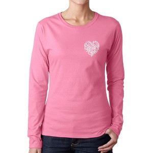 LA Pop Art Cursive Heart - Women's Word Art Long Sleeve T-Shirt - 1 of 4