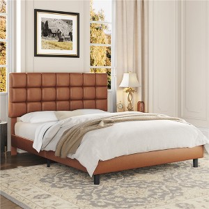Yaheetech Upholstered Platform Bed Frame with Tufted Height Adjustable Headboard - 1 of 4