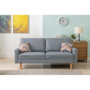 Bahamas 70" Gray Polyester Sofa with 2 Throw Pillows - 1 of 4