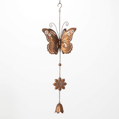 Sullivans 31.5" Large Metal Butterfly Chime, Brown