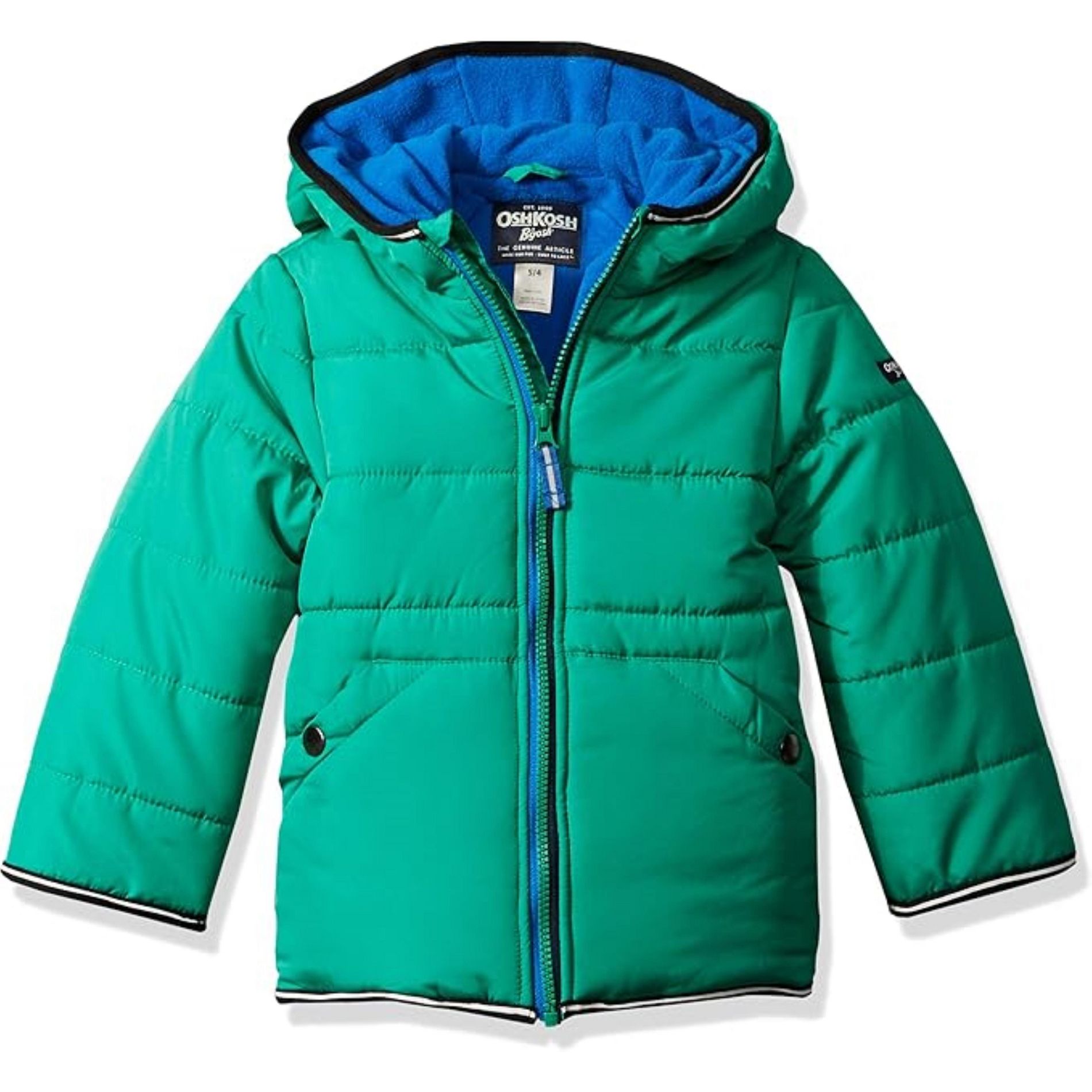 OshKosh B'Gosh Toddler Boys' Heavyweight Fleece Lined Winter Jacket, Jade Green, 3T