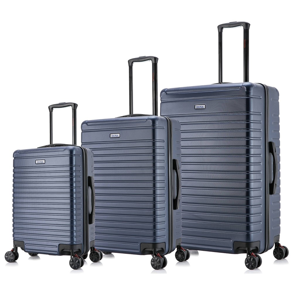 Photos - Business Briefcase InUSA Deep Lightweight 3pc Hardside Checked Spinner Luggage Set - Blue 