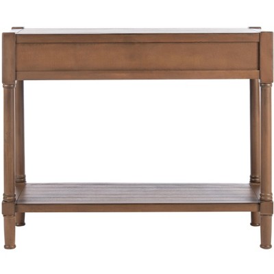 Filbert Brown Wood and Metal Console Table with Storage
