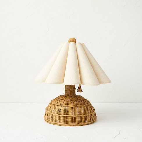 Small Rattan Table Lamp with Scallop Shade Beige (Includes LED Light Bulb) - Opalhouse™ designed with Jungalow™ - image 1 of 4