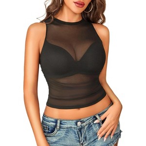 Avidlove Women Camisole Tops Mesh Tank Tops Cami Y2K Clear