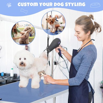 WhizMax 48" Dog Grooming Table Adjustable Height Pet Drying Desktop Foldable Pet Grooming Table with Arms,Max Capacity Up to 330Lbs