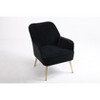 TOAOTBNBO Mid-Century Velvet Accent Chair with Curved Backrest, Rubberwood Barrel Armchair Chair Club Chair with Stitch Pattern - 2 of 4