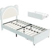 Kids Bed Frame, Upholstered Platform with Adjustable Headboard & LED, Wooden Slats, No Box Spring - 2 of 4