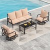 Maggift Patio Seating Set 4-Piece with Swivel Rocking Chair, Side Table and Thick Cushion for Deck, Backyard and Garden, Beige, 23.2" * 26.8" * 34.2" - 3 of 4