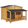 FURNIinspire Wooden Dog House, Outdoor & Indoor Dog Crate, Pet Kennel With Porch, Solid Wood, Weatherproof, Medium, Nature, 43.3"*37.4"*32" - 2 of 4