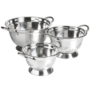 Oster Metaline 3 Piece Stainless Steel Kitchen Colander Set in Silver - 1 of 4