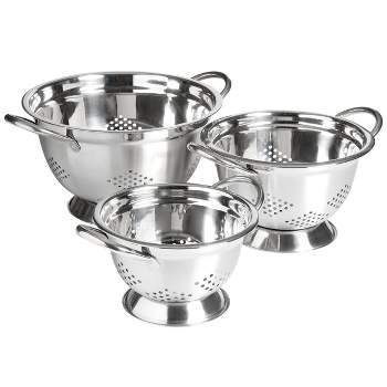 Oster Metaline 3 Piece Stainless Steel Kitchen Colander Set in Silver