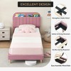 Children's bed, upholstered single bed frame with storage headboard and slatted frame, velvet upholstered, suitable for beds for boys and girls - 4 of 4