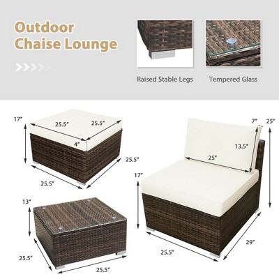 5-Piece White Cushioned Rattan Outdoor Conversation Set