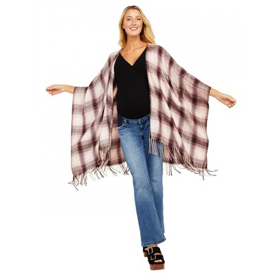 Jessica Simpson Maternity Plaid Regular Fit Sleeveless Open Cardigan - Beige One Size Fits Most