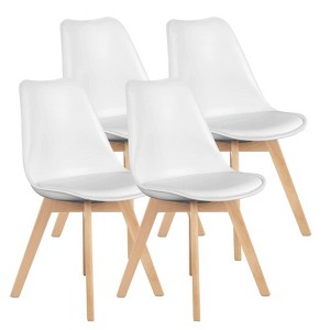 IULULU Dining Chairs, 4-Piece Mid-Century with Wooden Legs, PU Leather Seats - 1 of 4