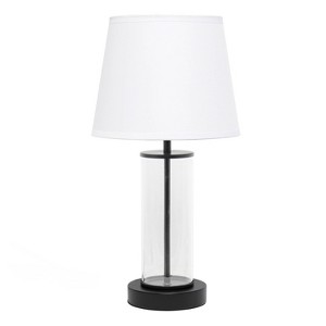 Encased Metal and Clear Glass Table Lamp with Fabric Shade - Simple Designs - 1 of 4