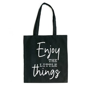 City Creek Prints Enjoy The Little Things Script Canvas Tote Bag - 15x16 - Black - 1 of 2