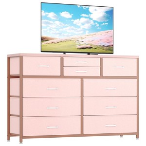 Dresser for Living Room with 10 Drawers,45"" Wide 10-Drawer Fabric Dresser,Modern Chest with Fabric Bins, Steel Frame & Wood Top,Lightweight TV Stand - 1 of 4