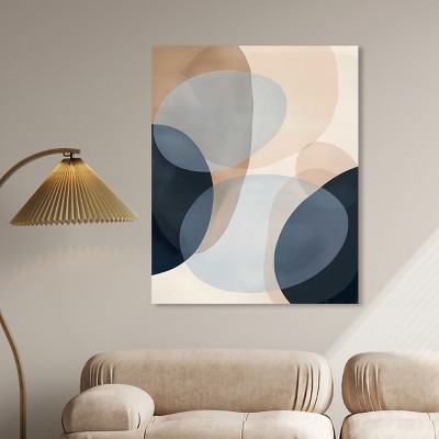 Large Beige and Blue Abstract Canvas Wall Art
