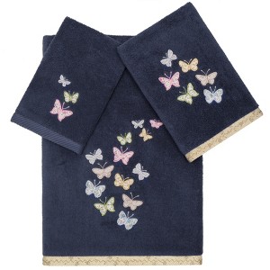 Linum Home Textiles 100% Turkish Cotton MARIPOSA Embellished Towel Set - 1 of 4