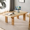 Modern And Minimalist Rectangular Rattan Tabletop With Rubber Wooden Legs, Imitation Rattan Woven Chinese Side Table - 2 of 4