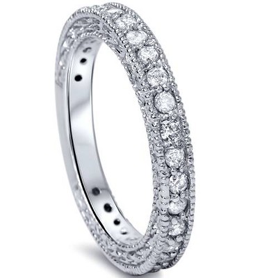 Pompeii3 3/4Ct Vintage Diamond Wedding Ring 10k White Gold