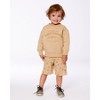 Deux par Deux Boy Printed French Terry Short Beige with Palm Trees - 2 of 4