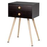 Costway Mid Century Modern 2 Drawers Nightstand Sofa Side Table End Table Espresso